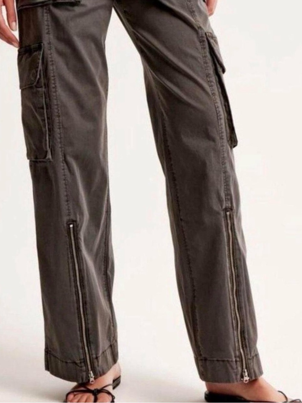 Abercrombie & Fitch Dark Gray Cargo Pants with Ankle Zippers - Picture 5 of 5